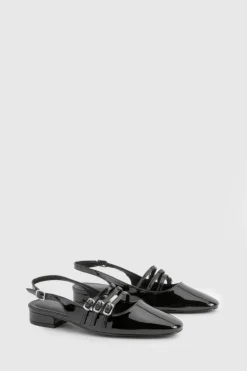 Ballet Flats|Flats*boohoo Strap Detail Slingback Pointed Flats black