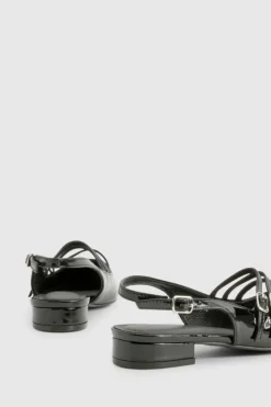 Ballet Flats|Flats*boohoo Strap Detail Slingback Pointed Flats black