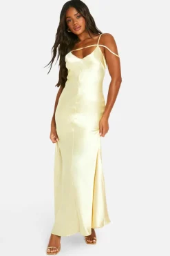 Cami Dresses*boohoo Strappy Column Maxi Dress lemon