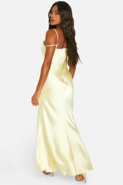 Cami Dresses*boohoo Strappy Column Maxi Dress lemon