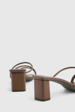 Sandals|Heels*boohoo Strappy Low Block Heeled Mules chocolate