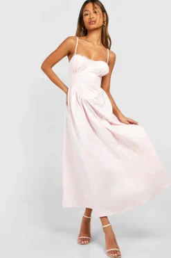 Skater Dresses|Bodycon Dresses*boohoo Strappy Milkmaid Midaxi Dress pale pink