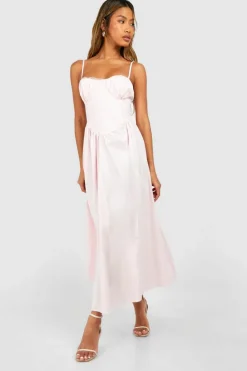 Skater Dresses|Bodycon Dresses*boohoo Strappy Milkmaid Midaxi Dress pale pink
