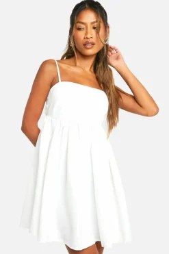 Smock Dresses*boohoo Strappy Open Back Mini Dress white