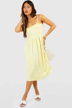 Smock Dresses*boohoo Strappy Shirred Smock Dress lime