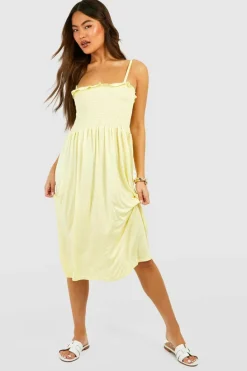 Smock Dresses*boohoo Strappy Shirred Smock Dress lime