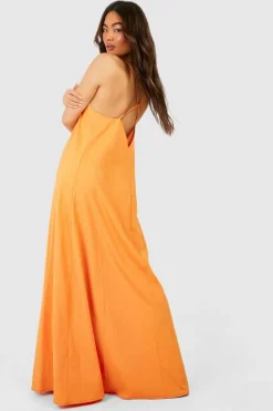 Cami Dresses*boohoo Strappy Slip Maxi Dress orange