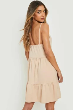 Smock Dresses*boohoo Strappy Square Neck Smock Dress stone