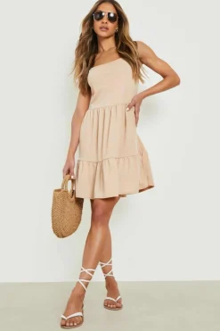 Smock Dresses*boohoo Strappy Square Neck Smock Dress stone