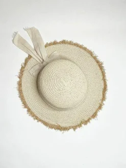 Hats & Gloves|Hats & Gloves*SVNX Straw Hat With Cream Ribbon Bow Beige