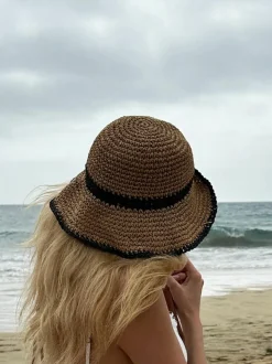 Hats & Gloves|Hats & Gloves*SVNX Straw Summer Bucket Hat With Foldable Brim Light Sand