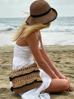 Hats & Gloves|Hats & Gloves*SVNX Straw Summer Bucket Hat With Foldable Brim Light Sand