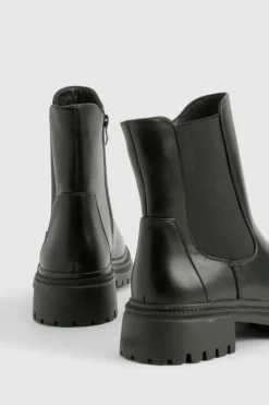 Chunky Boots|All Boots*boohoo Stretch Panel Chunky Chelsea Boots black