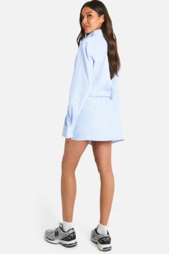 Shirt Dresses*boohoo Stripe Assymmetric Shirt Dress blue
