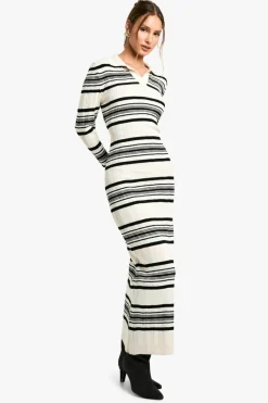 Jumper Dresses|Jumper Dresses*boohoo Stripe Collared Knitted Dress cream