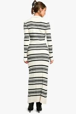 Jumper Dresses|Jumper Dresses*boohoo Stripe Collared Knitted Dress cream