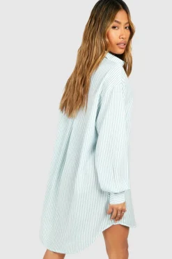Shirt Dresses*boohoo Stripe Dropped Shoulder Shirt Dress blue