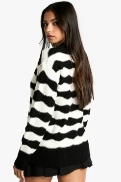 Cardigans|Knitwear*boohoo Stripe Oversized Knitted Cardigan mono