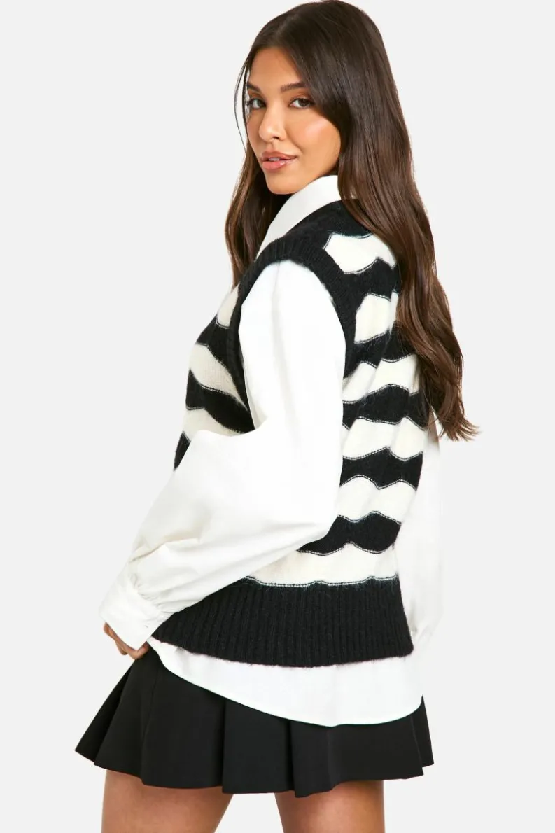 Jumpers*boohoo Stripe Oversized Knitted Tank Top mono