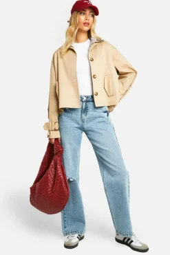 Up To 80% Off Winter Warmers|Trench Coats*boohoo Stripe Shirt Detail Short Trench Coat stone