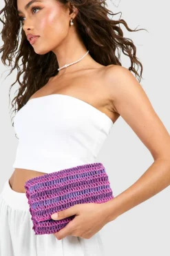 Handbags|Clutch Bags*boohoo Stripe Straw Clutch Bag purple