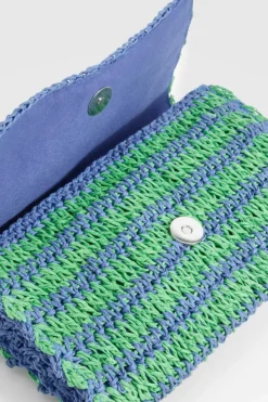 Handbags|Clutch Bags*boohoo Stripe Straw Clutch Bag green