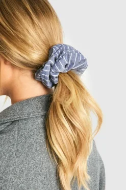 Hair Accessories*boohoo Stripe Texture Oversized Hair Scrunchie ash grey