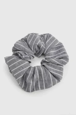 Hair Accessories*boohoo Stripe Texture Oversized Hair Scrunchie ash grey
