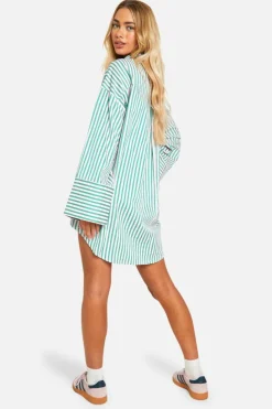 Shirt Dresses*boohoo Stripe Wide Sleeve Shirt Dress pink