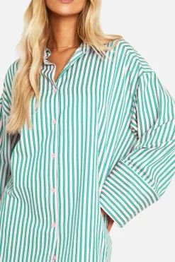 Shirt Dresses*boohoo Stripe Wide Sleeve Shirt Dress pink