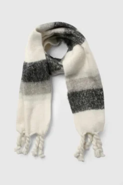 Hats & Gloves|Hats & Gloves*boohoo Striped Chunky Twisted Tassel Scarf white