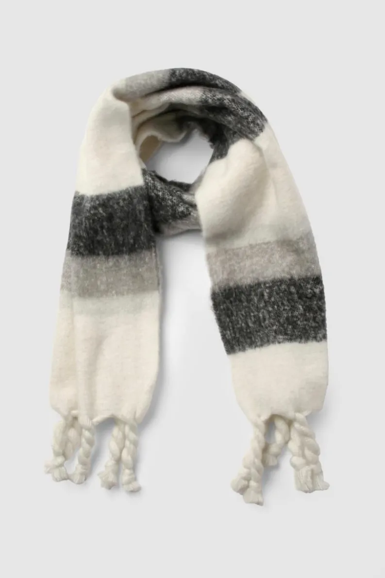 Hats & Gloves|Hats & Gloves*boohoo Striped Chunky Twisted Tassel Scarf white