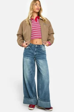 Long Sleeve Tops*boohoo Striped Colla Long Sleeve Top red