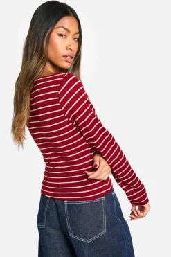 Long Sleeve Tops*boohoo Striped Long sleeve top berry
