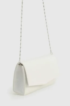 Handbags|Clutch Bags*boohoo Structured PU Clutch Bag & Chain white