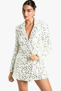 Blazer Dresses|Mini Dresses*boohoo Structured Sequin Boucle Blazer Dress cream