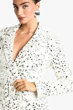 Blazer Dresses|Mini Dresses*boohoo Structured Sequin Boucle Blazer Dress cream