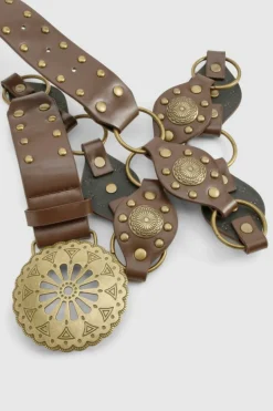 Belts*boohoo Stud And Ring Detail Western Belt chocolate