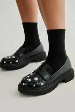 Flats*NastyGal Stud Embellished Chunky Loafer black