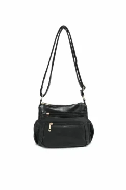 Shoulder Bags|Handbags*Kitise Stylish PU Leather Multi-zipper Pockets Shouder Handbag Crossbody Bag Black
