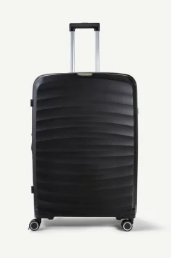 Handbags*Rock Sunwave 3 Pc Set 8 Wheel Hardshell Expandable Suitcases Black