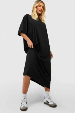 T-Shirt Dresses|Shirt Dresses*boohoo Super Oversized Midaxi T-shirt Dress black