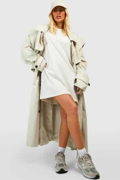 T-Shirt Dresses|Shirt Dresses*boohoo Super Oversized T-shirt Dress stone