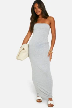 Bodycon Dresses*boohoo Super Soft Bandeau Maxi Dress grey marl