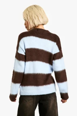 Oversized Jumpers|Jumpers*boohoo Super Soft Chunky Stripe Oversized Knitted Jumper blue