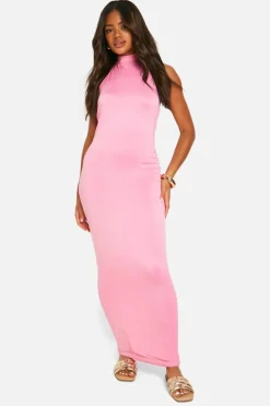 Bodycon Dresses*boohoo Super Soft Racer Neck Maxi Dress baby pink