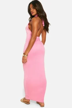 Bodycon Dresses*boohoo Super Soft Racer Neck Maxi Dress baby pink