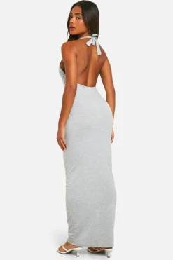 Bodycon Dresses*boohoo Super Soft Racer Neck Maxi Dress grey marl