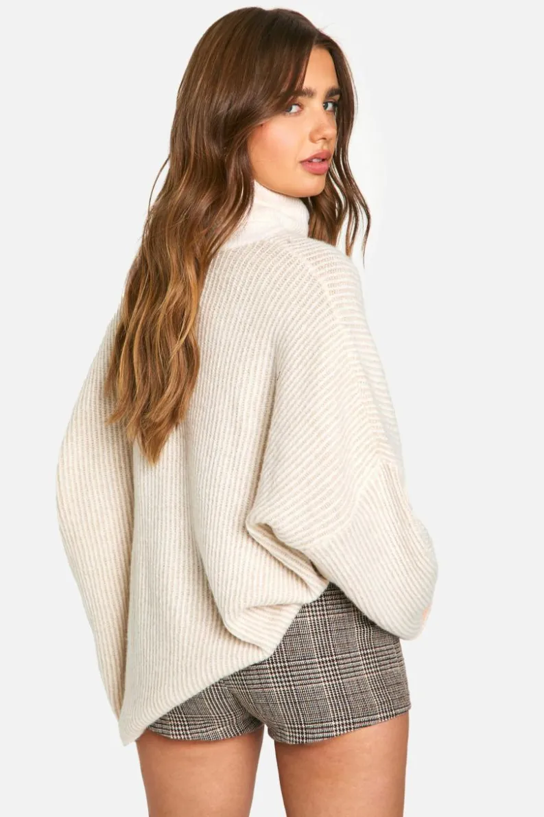 Oversized Jumpers|Jumpers*boohoo Super Soft Roll Neck Longline Batwing Jumper cream