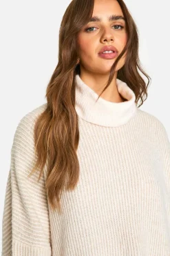 Oversized Jumpers|Jumpers*boohoo Super Soft Roll Neck Longline Batwing Jumper cream